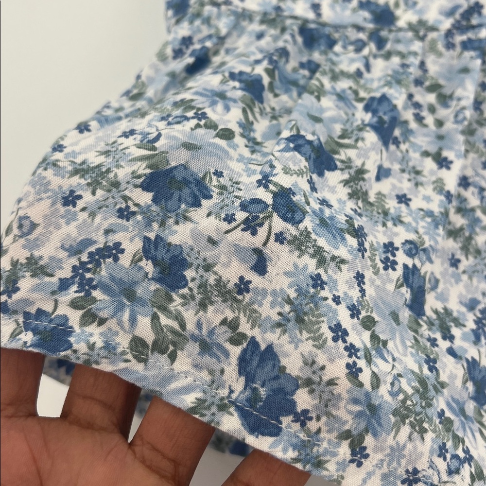 Hollister puff sleeve frill top blue floral milkmaid cottagecore L - Picture 5 of 8